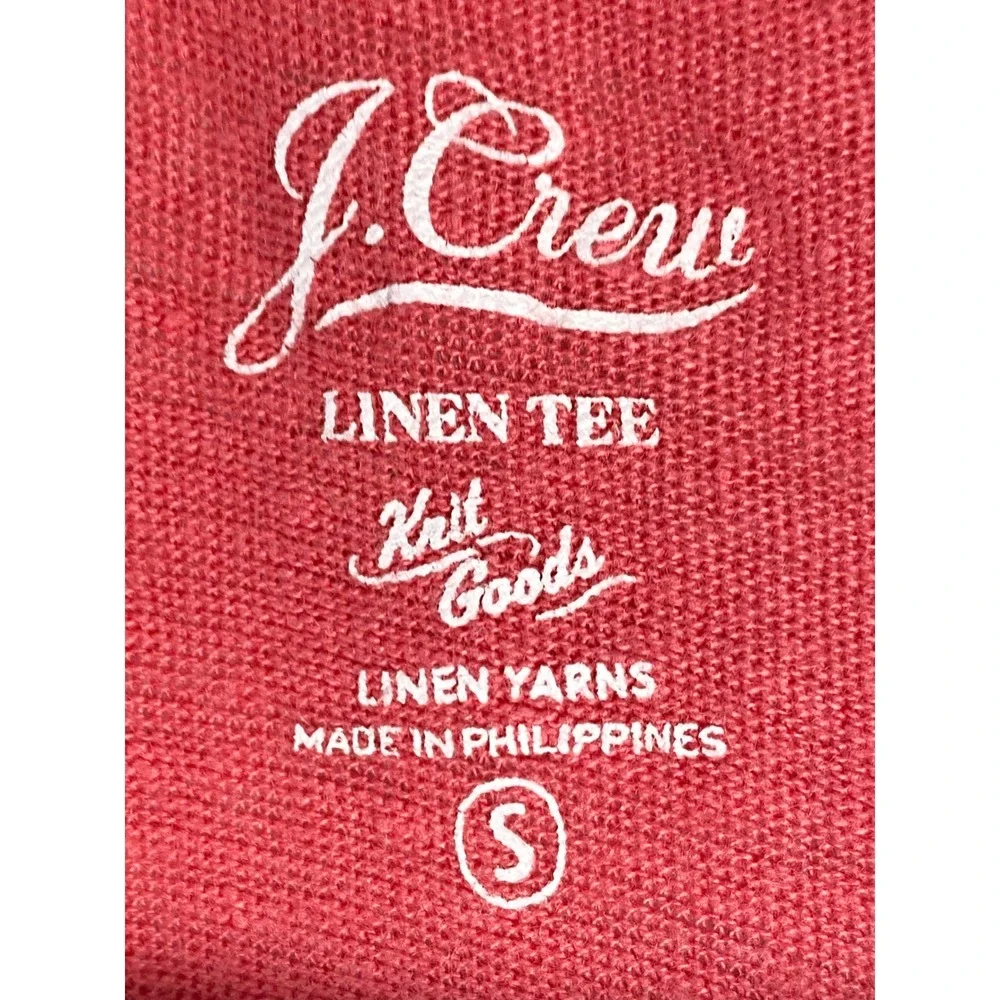 J Crew Womens 100% Linen V Neck Pocket Tee S Coral Short Sleeve L7820 Coastal
